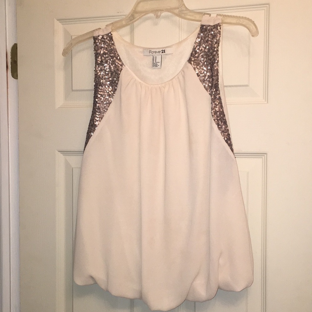 Forever 21 Off White sleeveless sequin top
